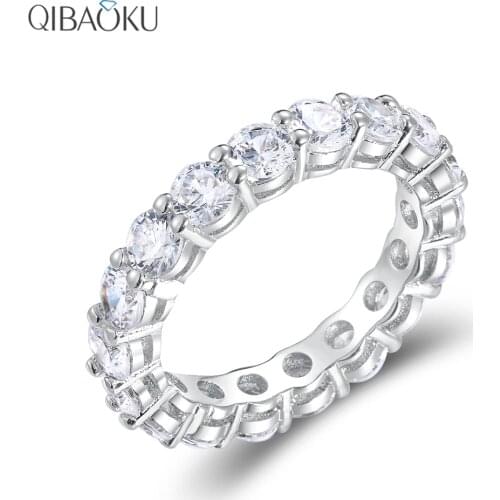 925 Sterling Silver Round 4MM White Zircon Rings Wedding Engagement Party Gift for Women Luxury Rings Fine Jewelry