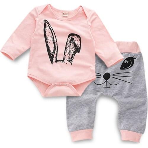 Baby girls boys clothes long sleeve Cartoon Rabbit suits tops+pants set children girls clothing spring clothes kids Outfits CF