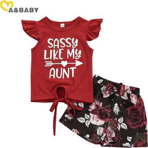 Ma&Baby 1-5Y Summer Flower Toddler Baby Kid Girl Clothes Set Letter Vest Tops Floral Shorts Outfits Child Girl Costumes