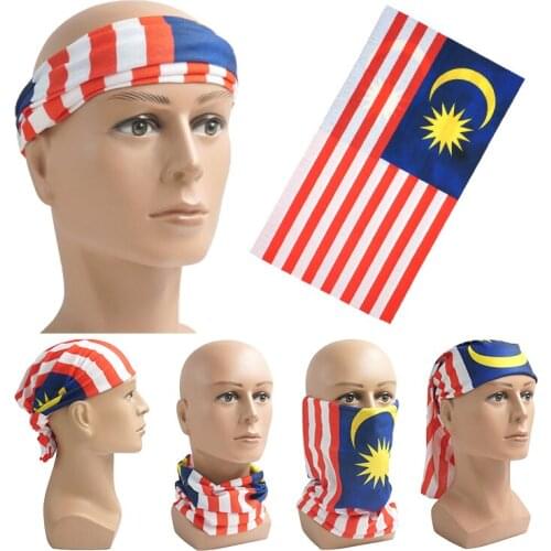 Malaysian Flag Bandana Headband Malaysia National Day Neck Gaiter Outdoor Enthusiasts Face Shield Balaclava Man Ski Mask