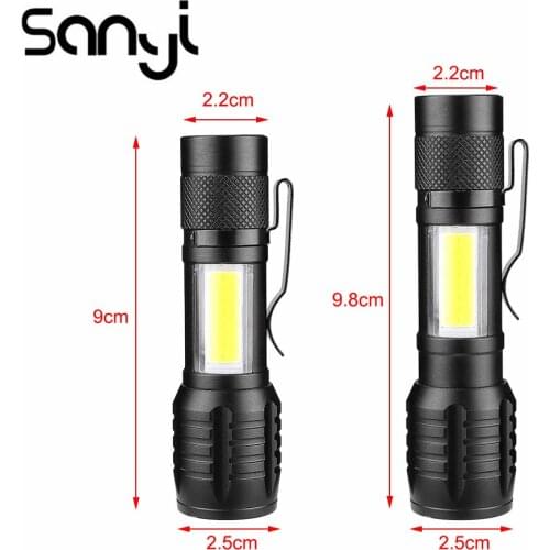 Zoomable Flashlight Built-in Rechargeable Battery Mini 3 Modes Lantern XPE+COB Linternas Camping Lamp Waterproof Working Torch