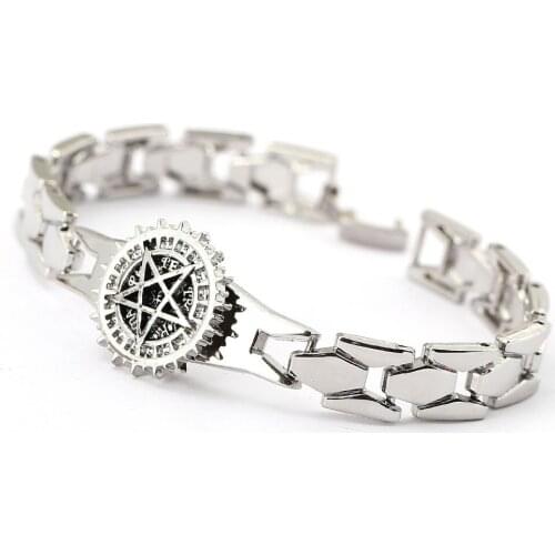 Cartoon Black Butler Bracelet Rotation Star Chunky Bangle Silver Color Charm Bracelets Stainless Steel