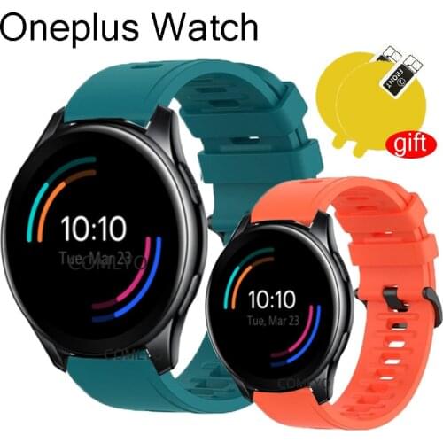 3in1 pack Silicone wrist band for Oneplus watch strap smartwatch band belt +One plus watch screen protector film
