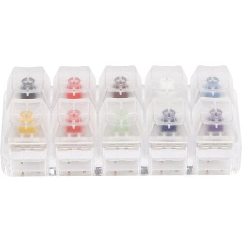 10 Keys Mechanical Keyboard Switch Tester Kit Testing Tool for Kailh BOX, Mounted on a crystal transparent acrylic base