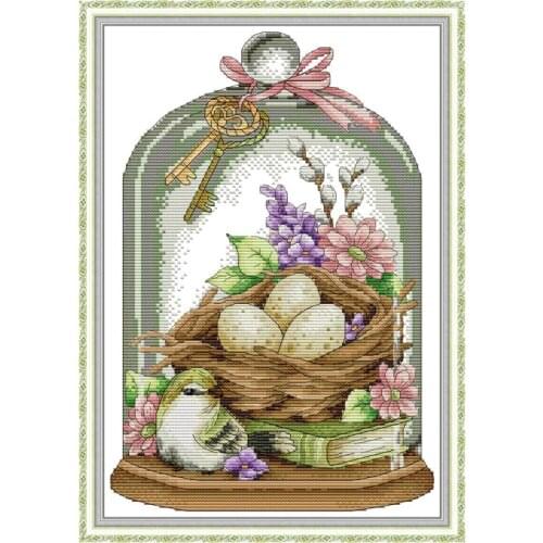 Love the birds Pattern Cross Stitch Set Animal Pattern 11CT 14CT Canvas Printed Needle and Thread Embroidery Kit Home Decor Gift