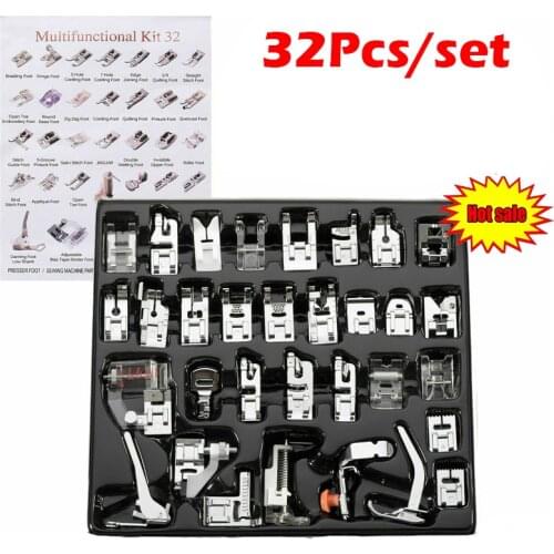 32Pcs Home Domestic Sewing Machine Presser Foot Feet Kit Set With Box Sewing Part Tool Kit For Brother Singer Janome