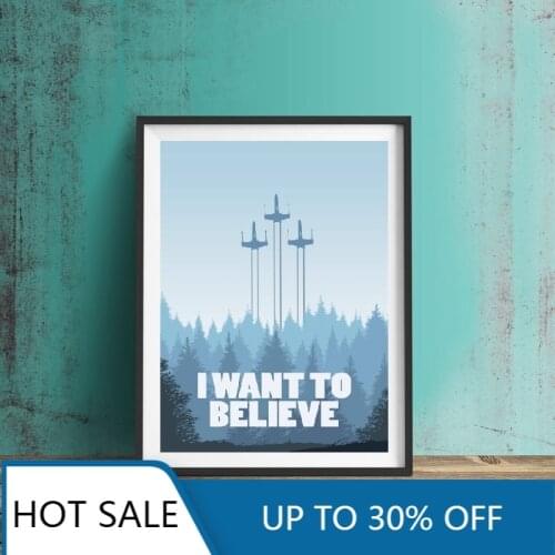 Sci-Fi Movie Boys Gift I WANT TO BELIEVE Quote Wall Art Canvas Painting Posters Prints Wall Decor Kids Room Home Decoration