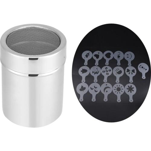 Stainless Steel Chocolate Shaker Cocoa Flour Coffee Sifter Art Stencil Molds Chocolate Cocoa Coffee Printing Assembly Sieve