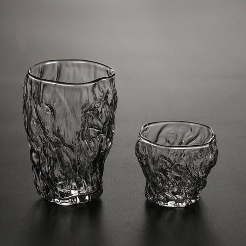 New creative personality tea cup Japanese-style stump-shaped glass tea cup personal cup heat-resistant wine glass wine set