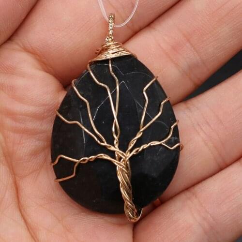 New natural stone pendant drop-shaped White agates faceted pendant necklace for DIY jewelry best birthday gift size 30x45mm