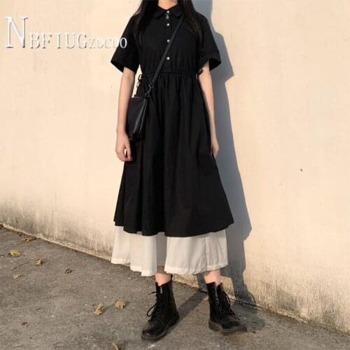 Summer New Preppy Style Short Sleeve Women Dress Students Korean Lapel Female Dresses