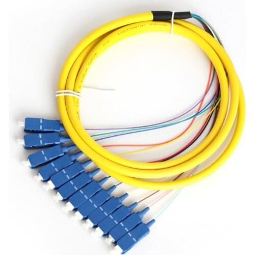 SC/UPC PC Singlemode 12 core Optical Fiber Pigtail 1.5m or Customized