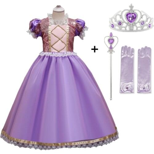 Girls Cosplay Princess Dress Kids Halloween Costume 4-10 Year Children Fancy Carnival Party Dress Up Sequin Disguise