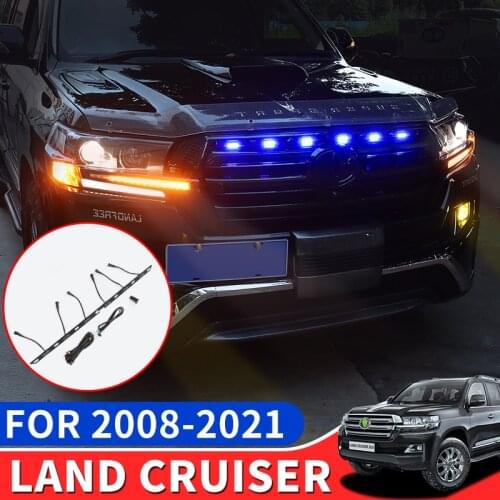Suitable for Toyota Land Cruiser 200 Modified Front Central Grille Small Yellow Light Two-Color Front Fog Lamp Grille Light