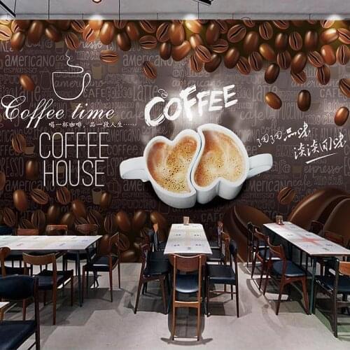 Custom Photo Hand Painted English Letter Poster Wall Painting Coffee House Cafe Restaurant Living Room Mural Wallpaper Modern 3D