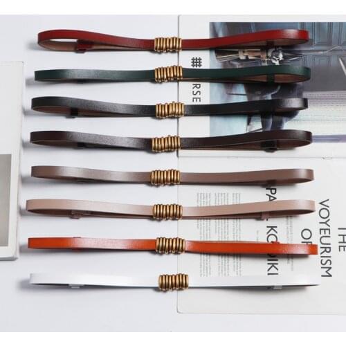 Buckle Women Belt Female Real Cow Leather Plain Slim Belts Jean Strap Ceinture Femme Casua;Spring Ladies Dress Belt Cummerbunds