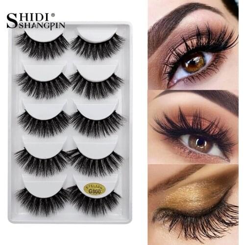 SHIDISHANGPIN 5 Pairs Wispy 3D Mink Eyelashes Makeup False Eyelashes Natural Hair Mink Lashes New Arrival Lashes Dramatic