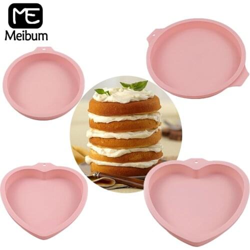 Meibum 6/8 inch Silicone Molds Round Multilayer Muffin Pastry Bakeware Cake Pans Heart-Shaped Mousse Dessert Baking Tools