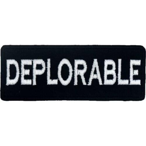 DEPLORABLE Name Tag Embroidered Applique Sewing Label Punk Biker Patches Clothes Stickers Apparel Accessories Badge