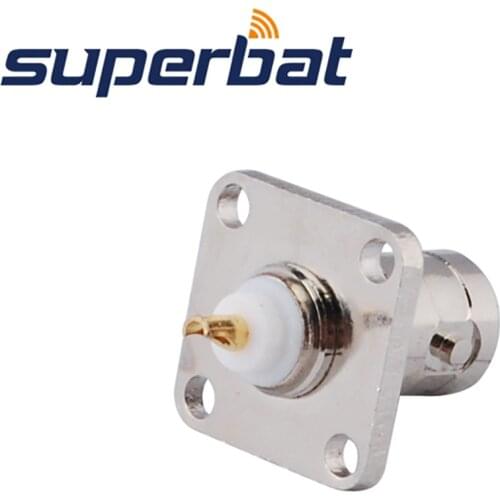 Superbat 10pcs BNC 4 Hole Panel Mount Jack Straight with Solder Cup