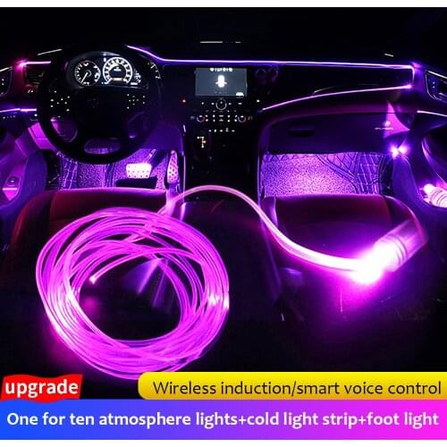 Car LED Foot Light Ambient Lamp With Bluetooth APP Music Control Multiple Modes Auto Interior Decorative RGB Light Strip Outdoor