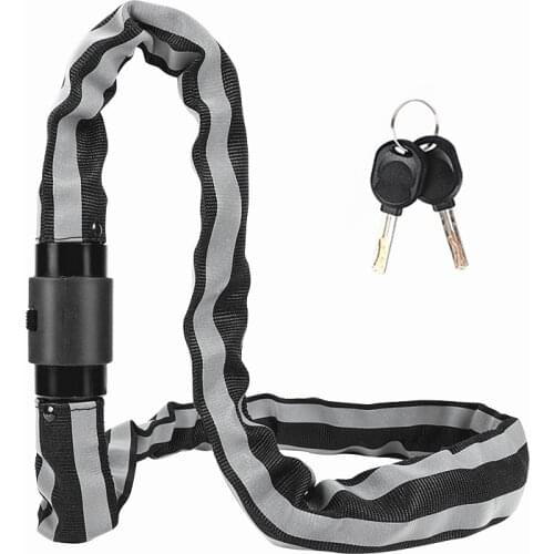 Bicycle Lock Reflective Chain Lock Safety Anti-theft Motorcycle Mountain Bike Lock With 2 Keys Bicycle Accessories