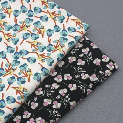 50x140cm Black & Beige Blue Pink Flower 100% Cotton Poplin Fabric Floral Fabricn patchwork for quilting bedding cloth DIY sewin