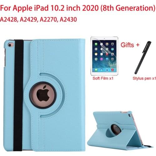 360 Rotating Smart PU Leather Case For Apple iPad 10.2 inch Cover 8th Generation Auto Sleep/Wake Capa A2428 A2429 A2270 A2430