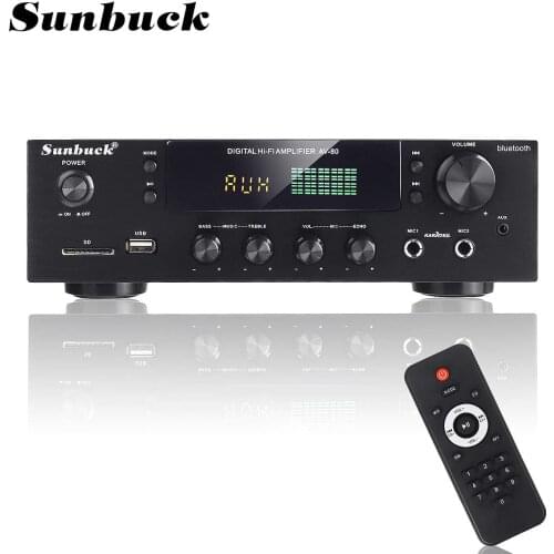 SUNBUCK 2000W Home Theater Amplifiers HiFi bluetooth Power Amplifier Stereo Audio Karaoke FM Receiver USB SD 2 Mic Input