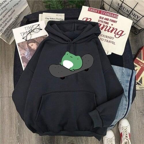 Spring Skateboard Frog Oversized Sweatshirt Men Womens Hoodies Harajuku Warm Pullover Womens Korean Style Hoodie