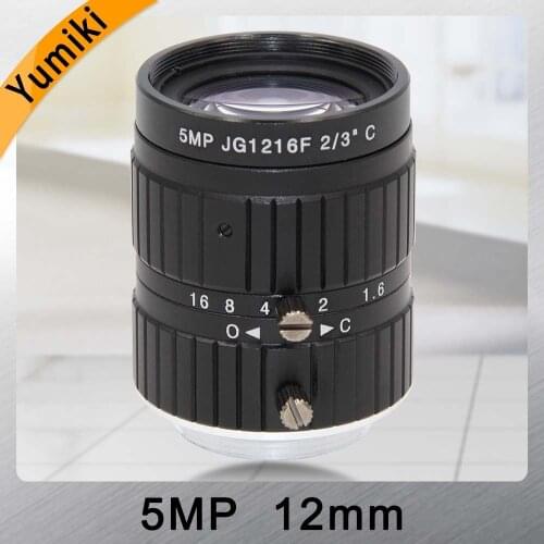 Yumiki HD 5MP CCTV Camera Lens 12mm F1.6 Aperture 2/3" Image Format Mount C Industrial Security Road monitoring