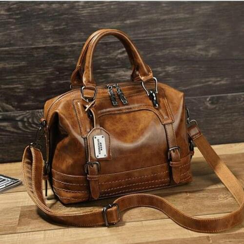 Johnature Fashion Boston Women Bag 2020 New Pu Leather Shoulder Bags Solid Color Large Capacity Luxury Handbags Crossbody Bags