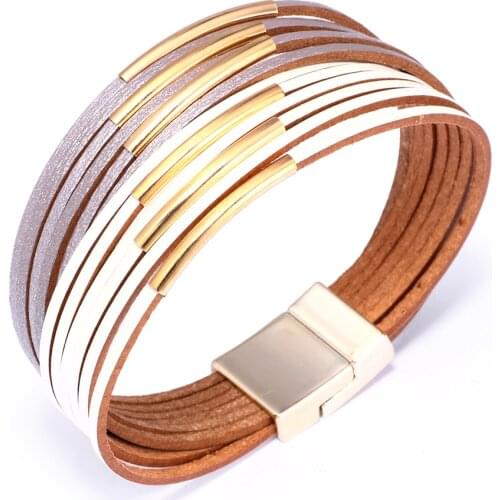 2019 New Bohemian Leather Wrap Bracelets For Women Multi-layer Charm Women Bracelet Bangle Party Fashion Jewelry Gift For Female