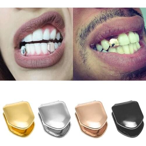 Gold Sliver Color Trendy Rock Rapper Hip Hop Caps Mold Top & Bottom Grill Body Jewelry Single Tooth Bling Teeth #232063