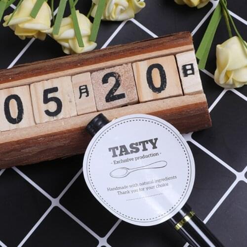 100Pcs/pack Custom Ice Cream Cup Font Round Adhesive Gift Sealing Label