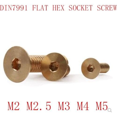 20-50pcs DIN7991 m2 m2.5 m3 m4 m5 pure brass flat Hex Socket countersunk Head screw