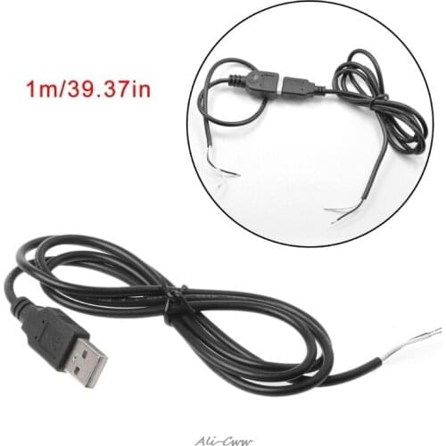 2018 High Quality 5V USB 2.0 Male Jack 2 Pin 2 Wire Power Charge Cable Cord Connector DIY 1m Wire