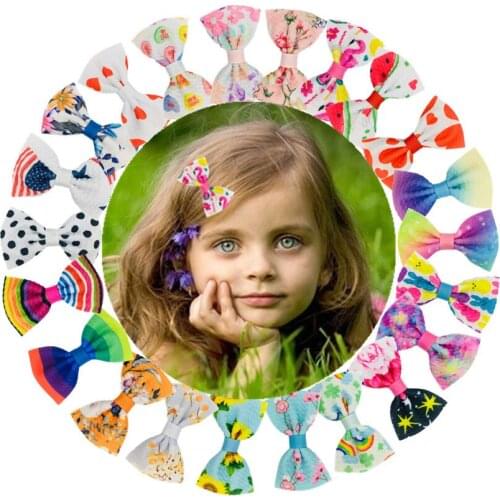 22 Pairs/Lot 3Inch Waffle Bow Knot Hairpins WIth Lined Clips Cute Printed Barrettes For Babies Girl Infant Toddlers Kids Teens
