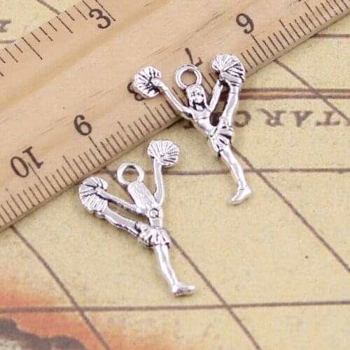 30pcs Charms Cheerleaders Cheering Dance Girl 26x17mm Tibetan Silver Color Pendants Antique Jewelry Making DIY Handmade Craft