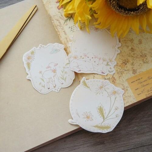 60 Pcs DIY Yellow Lamb and Daisy Design Paper As Creative Craft Paper Background Scrapbooking Gift Tag DIY Use