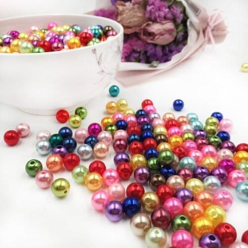 8mm 10mm 200pcs Mixed Pearl Acrylic Beads with Holes Imitation Round Spacer Ball Round bead Fit Jewelry Handmade DIY Wholesale