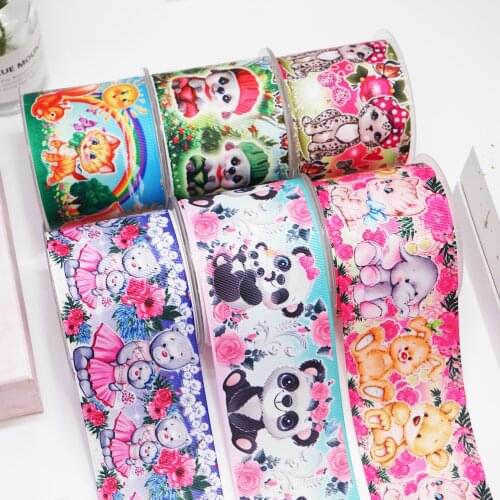 DIY Cartoon Animals Printed Grosgrain Ribbon For Craft Supplies Sewing Accessories 5 Yards. 46132