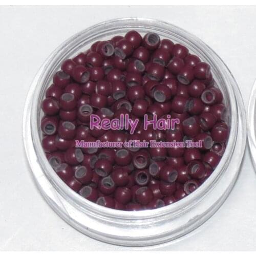 Free shipping 1000pcs/bottle 2.9x1.6x2.0mm Burgundy Nano Rings with Silicone for Nano beads Hair Extensions