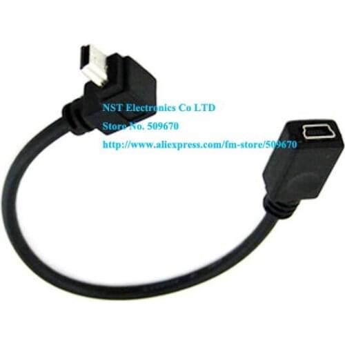 Free Shipping/ 6pcs/High Quality Mini USB 5Pin Straight Female Cable to Mini Up Angle Male 90 Degrees cable/Cord 20cm New