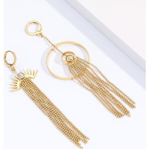 Bohemia Tassel Drop Earrings for Women New Fashion Korean Hoop Earrings Trendy Gold Long Tassel Dangle Earring Copper