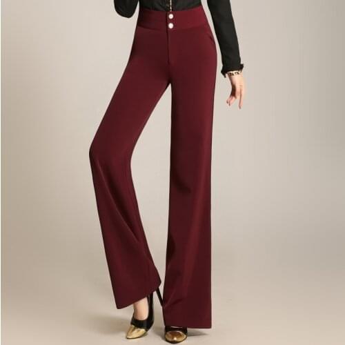Lady Modern Dance Pants Female Ballroom Dance Trousers Girls Square Dance Slim Pant High Waist Straight Tube Wide Leg Pant B6874