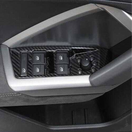 For Audi Q3 F3 2019 2020 Carbon Fiber Interior Door Handle Window Switch Cover Trim Film Stickers Decals Car Styling Accessories