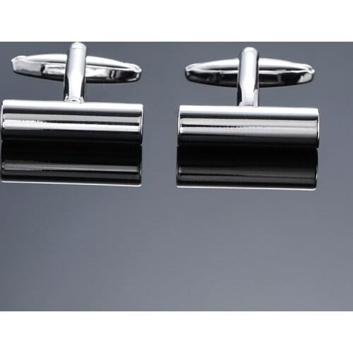 DY The new high quality brass material smooth cylindrical Silvery Cufflinks Mens French shirt Cufflinks free shipping