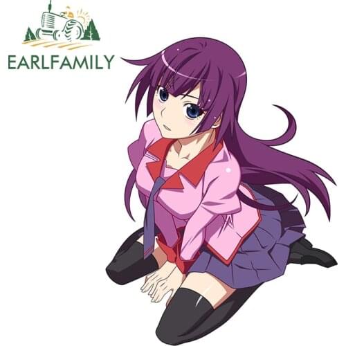 EARLFAMILY 13cm x 10.3cm for Hitagi Senjougahara Anime Car Sticker JDM Scratch-Proof Decal Auto Refrigerator Car Door Protector