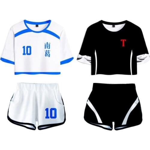 Anime Captain Tsubasa 3D Print Tracksuit Women Two Piece Set Top and Shorts Outfits Ozora Tsubasa Kojiro Hyuga Cosplay Costumes